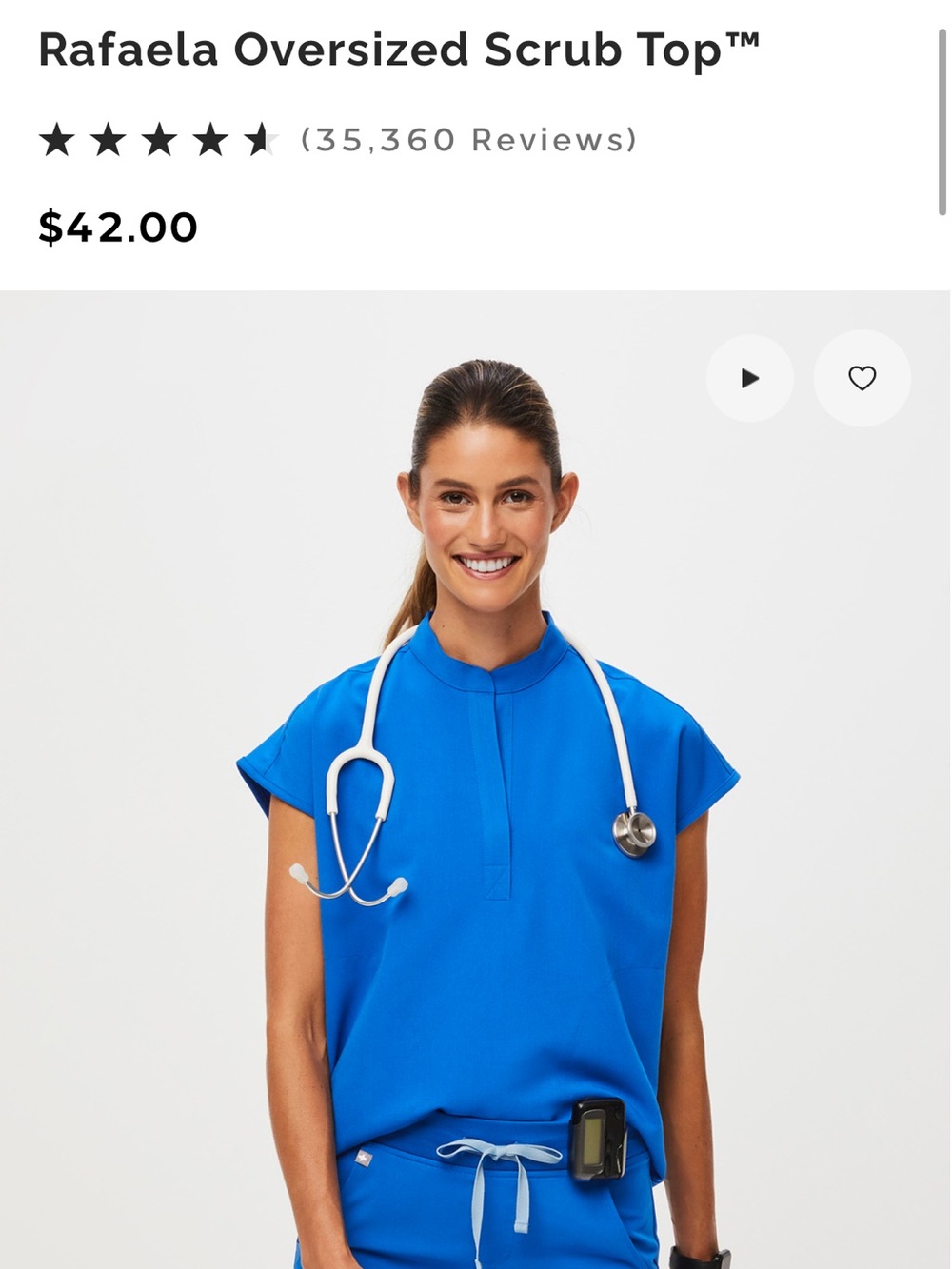 Figs Rafaela Oversized Scrub Top - Royal Blue